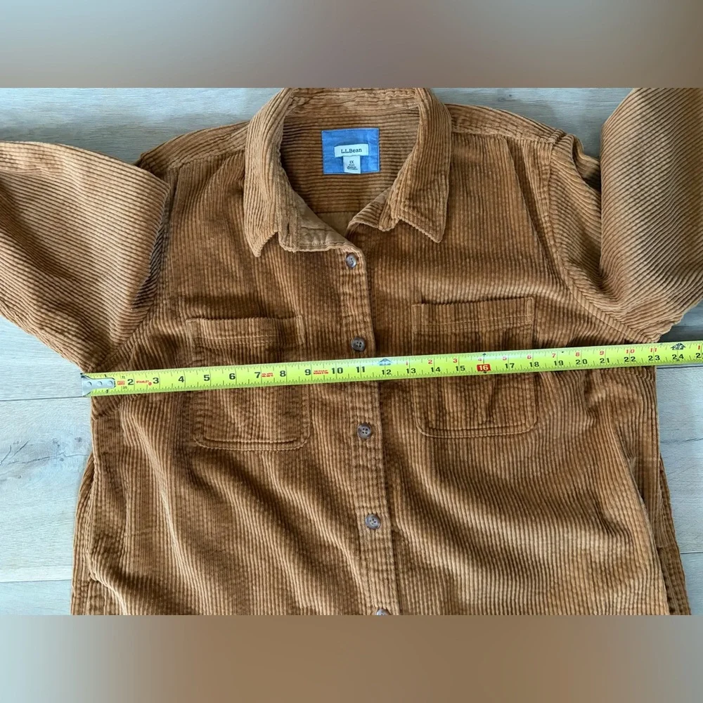 LL Bean Comfort Corduroy Relaxed Shirt Cozy Saddle 100% Cotton Brown - Size 1X - Picture 6 of 7